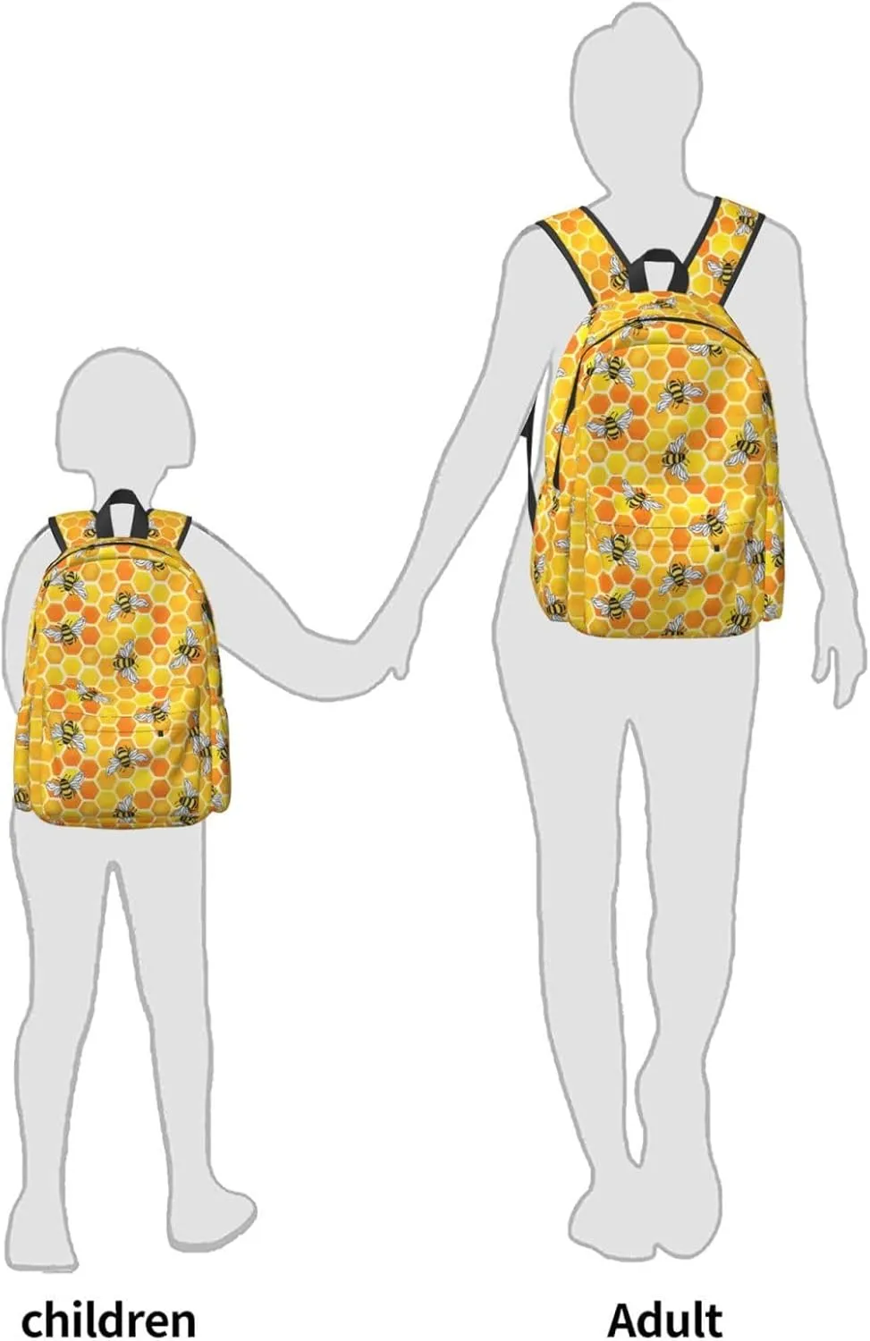 17 inch Backpack Bee Honeycomb Yellow Pattern Laptop Backpack School Bookbag Shoulder Bag Casual Daypack