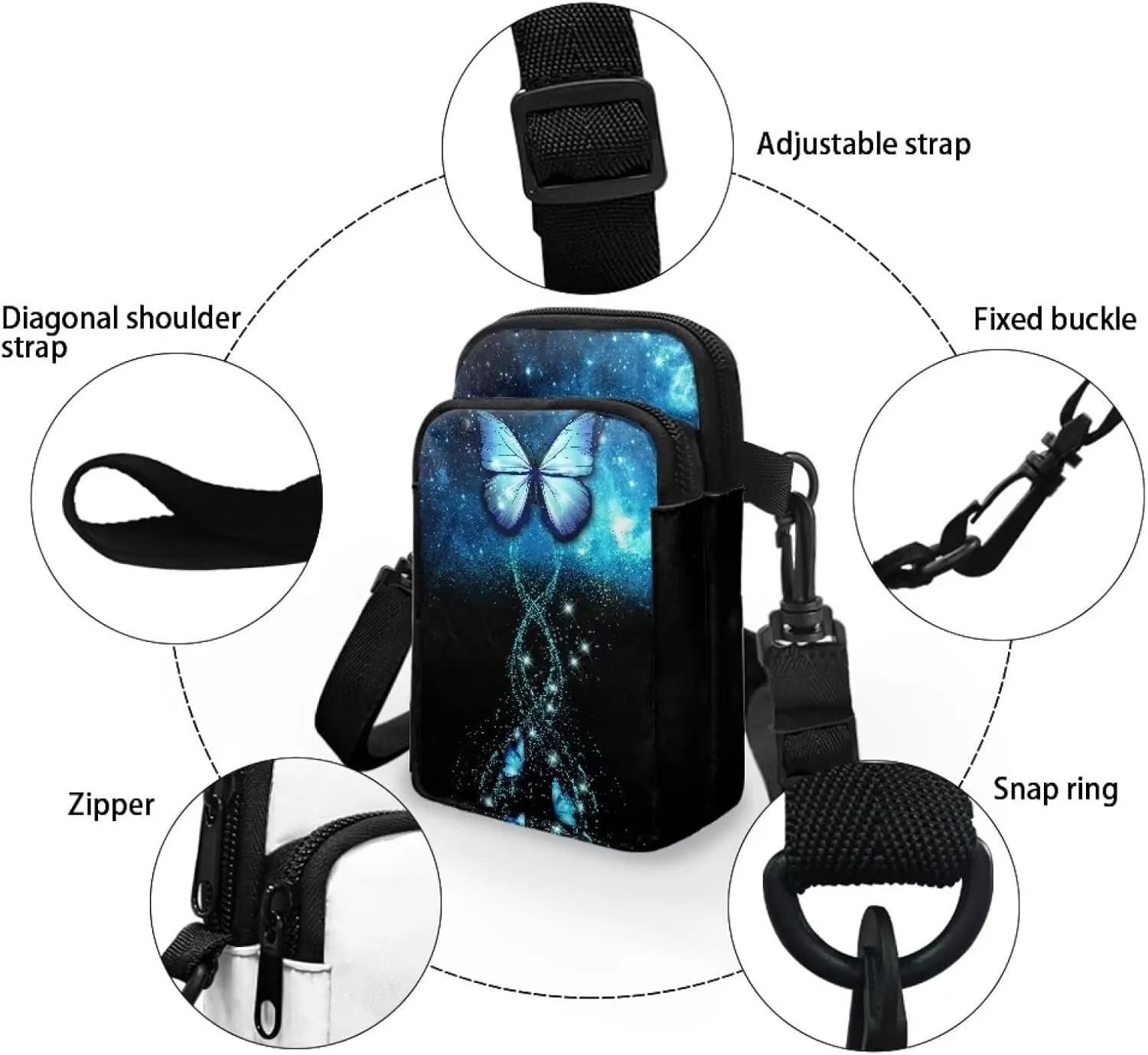 2 Layer Crossbody Bag Travel Sling Bag Zip Satchel Bags Messenger Handbags for Women Men