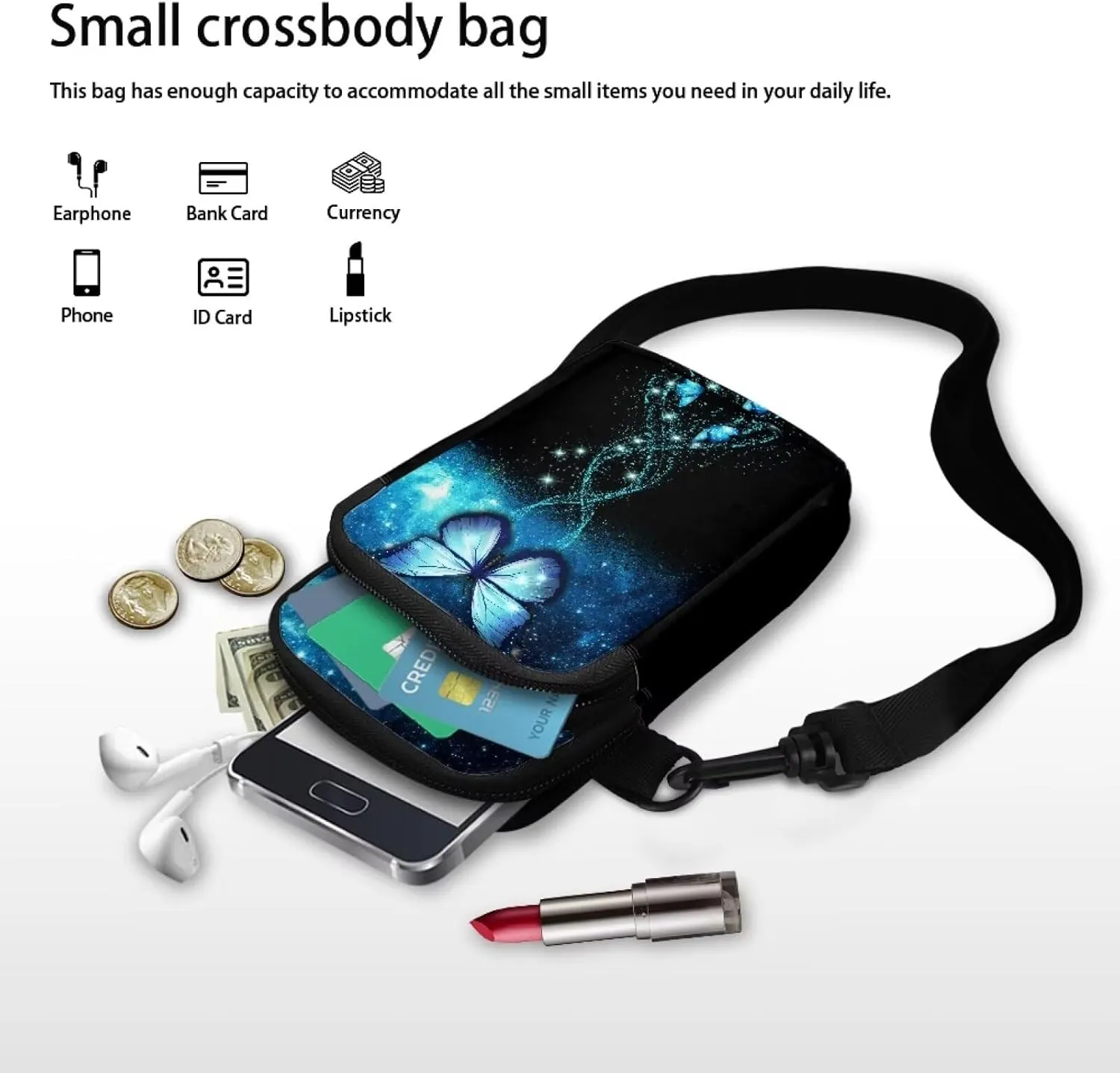 2 Layer Crossbody Bag Travel Sling Bag Zip Satchel Bags Messenger Handbags for Women Men