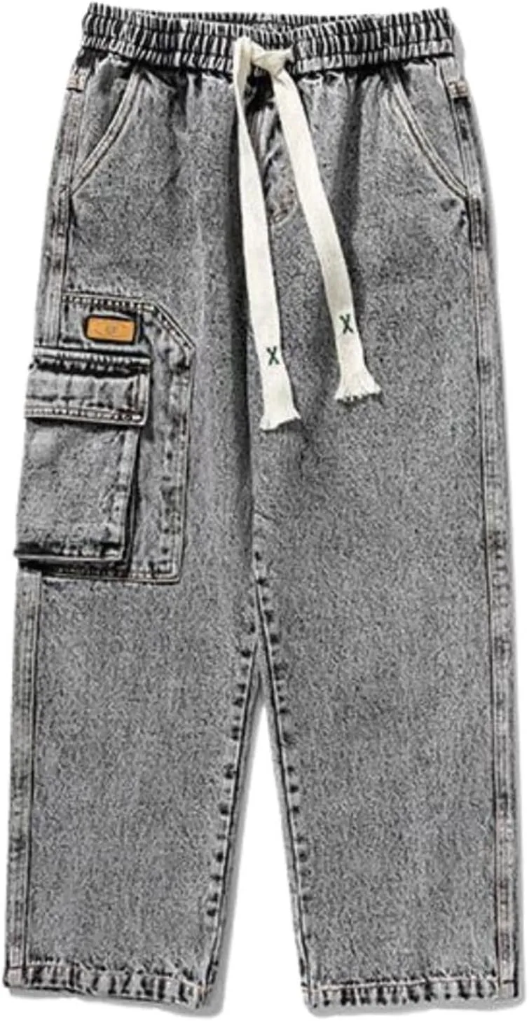 2023 Men's Cargo Jeans Loose Fit Hip Hop Denim Pants Stylish Casual Loose Work Jean Pants Streetwear Straight Fit Jeans