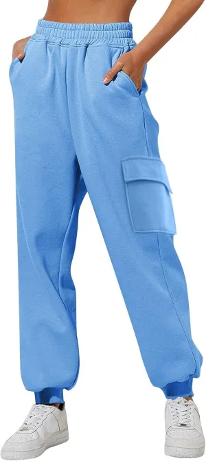 2023 Sweatpants for Women Trendy Plaid High Waist Wide Leg Pants Work Casual Loose Fit Fall Fleece Lounge Joggers