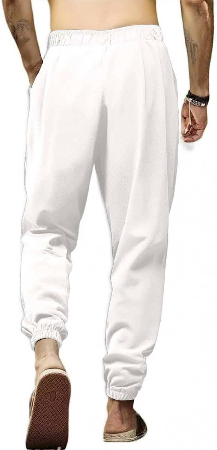 2025 Men's Casual Pants Cotton Loose Drawstring Leg Summer Pants
