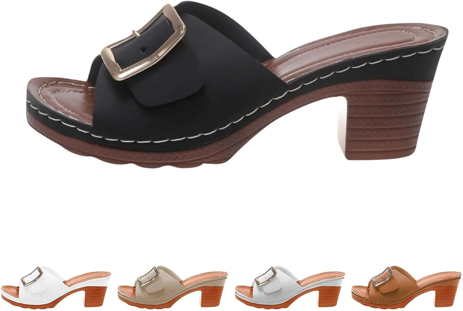 2025 Platform Heels Sandals for Womens,Open Toe Slip on Orthopedic Shoes Dressy Wedge Casual Comfortable Walking Breathable Chunky Hollow Out Summer Elegant Outdoor Athletic Slippers