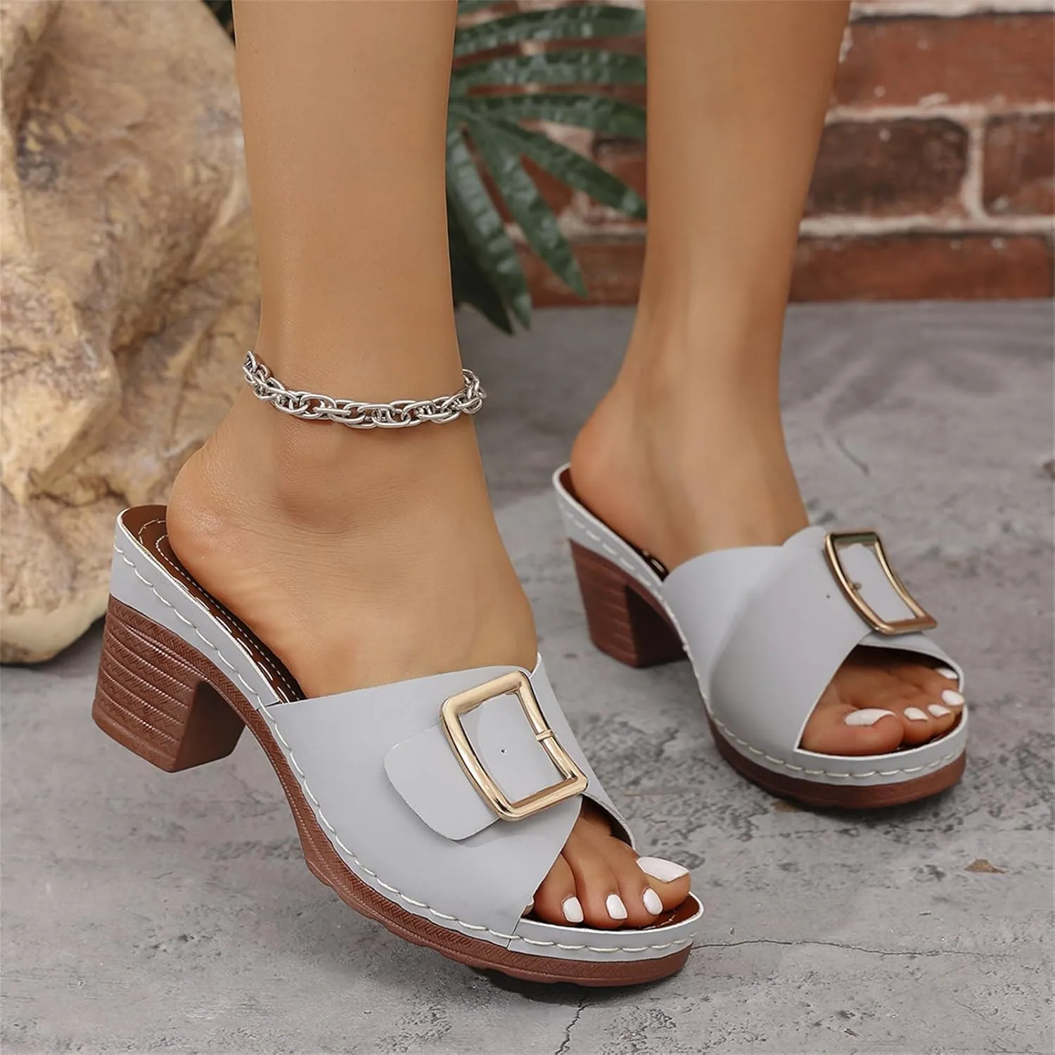 2025 Platform Heels Sandals for Womens,Open Toe Slip on Orthopedic Shoes Dressy Wedge Casual Comfortable Walking Breathable Chunky Hollow Out Summer Elegant Outdoor Athletic Slippers