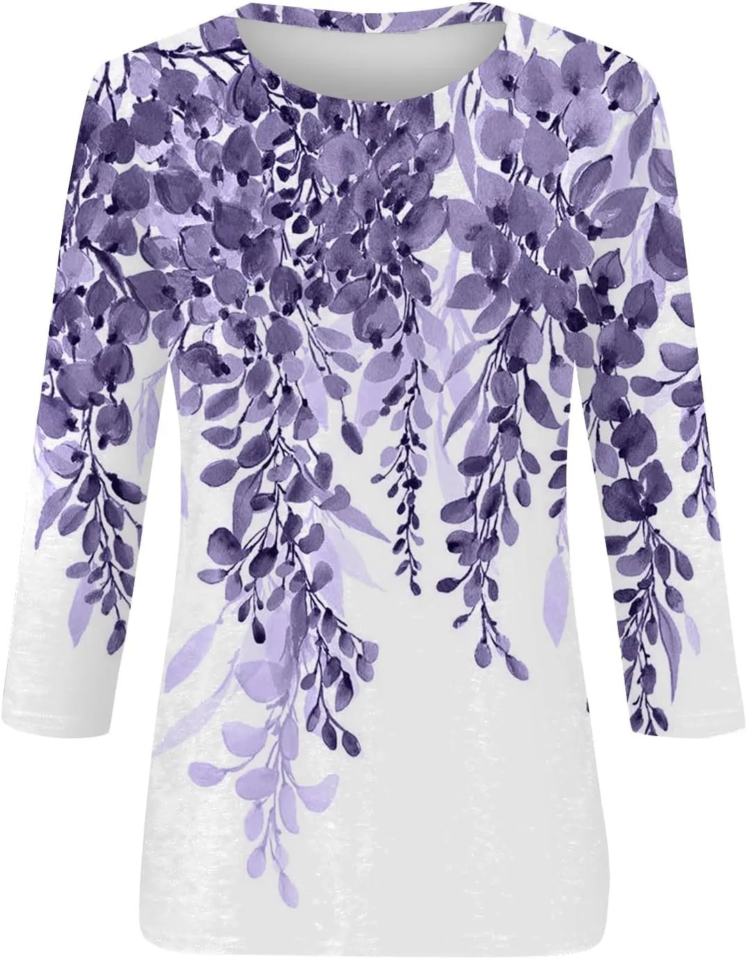 3/4 Length Sleeve Womens Tops Dressy Casual Blouses Summer Fashion Ethnic Graphic Crewneck Tunic Tshirts