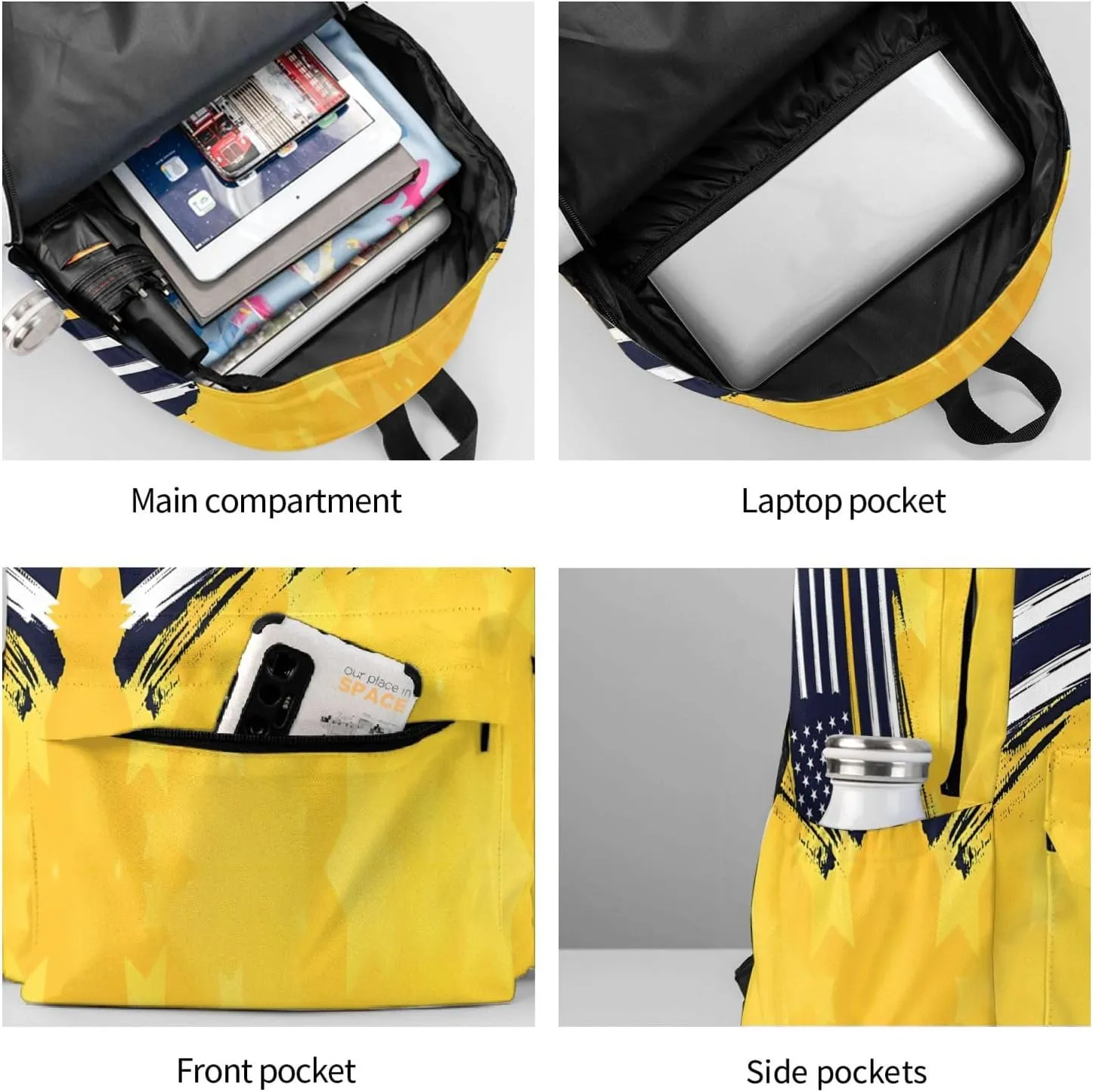911 Dispatcher American Flag Stars Casual Backpacks Large Travel Backpack Laptop Rucksack Sports Daypack Adjustable Strap Bag for Camping Hiking