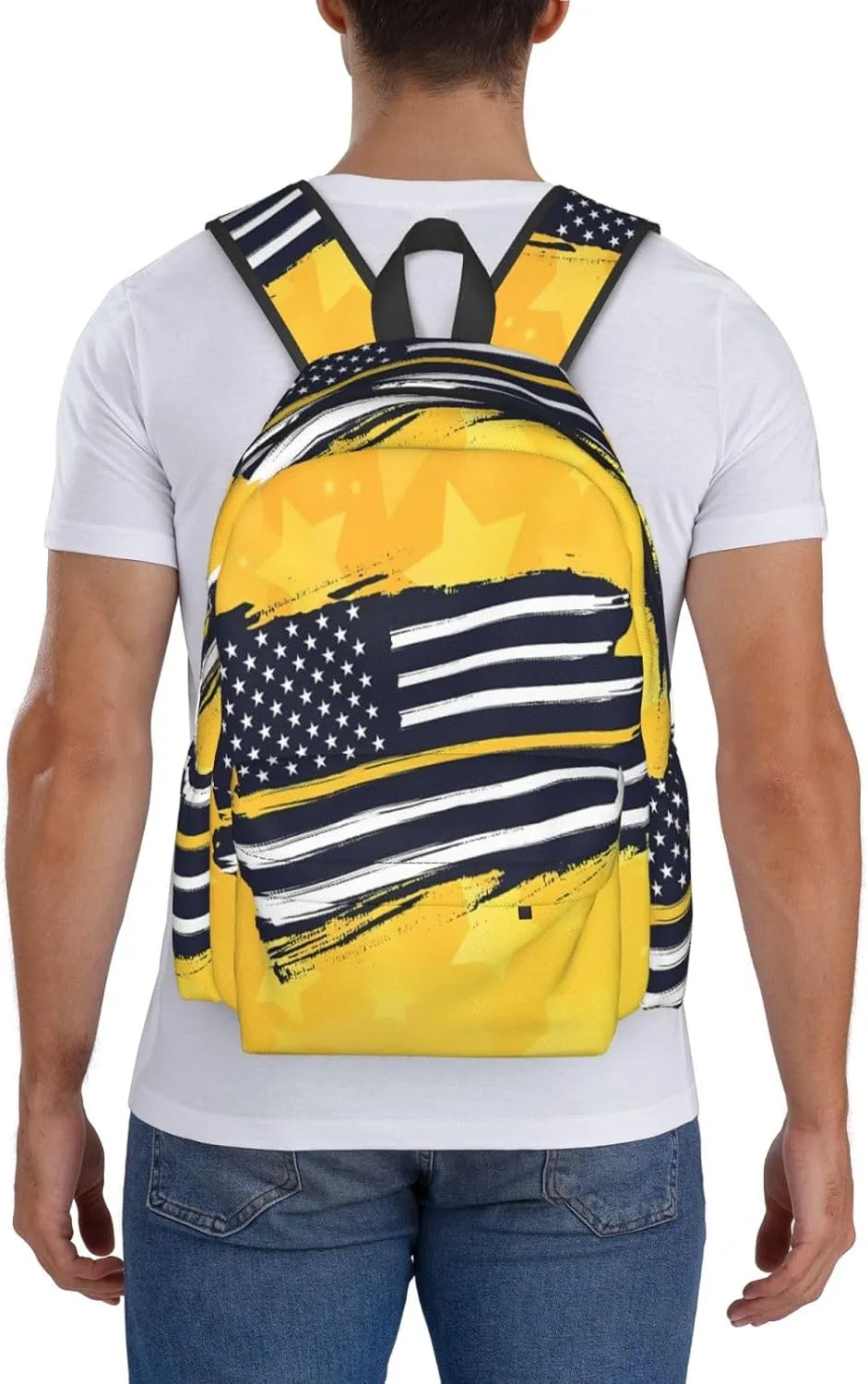 911 Dispatcher American Flag Stars Casual Backpacks Large Travel Backpack Laptop Rucksack Sports Daypack Adjustable Strap Bag for Camping Hiking