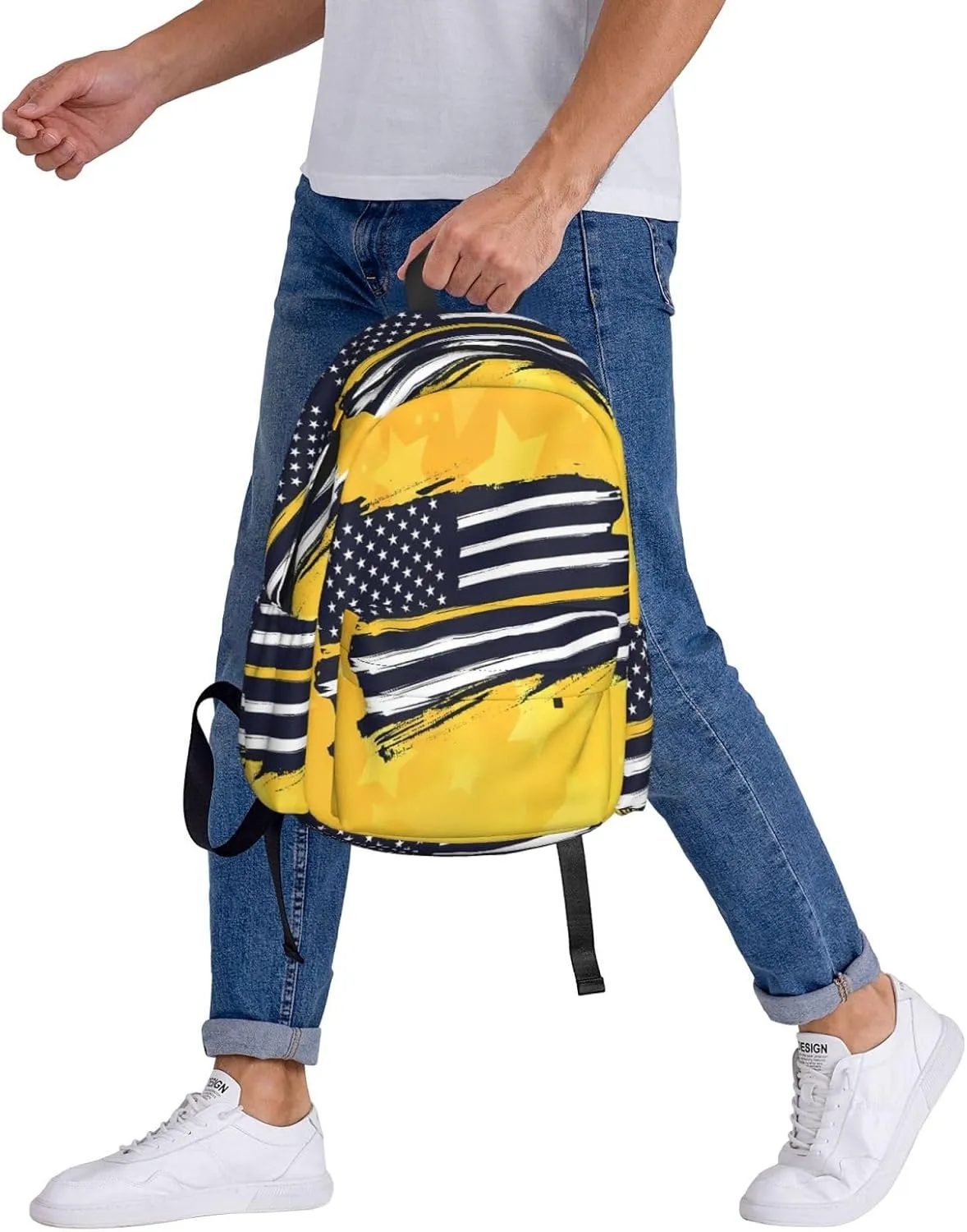 911 Dispatcher American Flag Stars Casual Backpacks Large Travel Backpack Laptop Rucksack Sports Daypack Adjustable Strap Bag for Camping Hiking