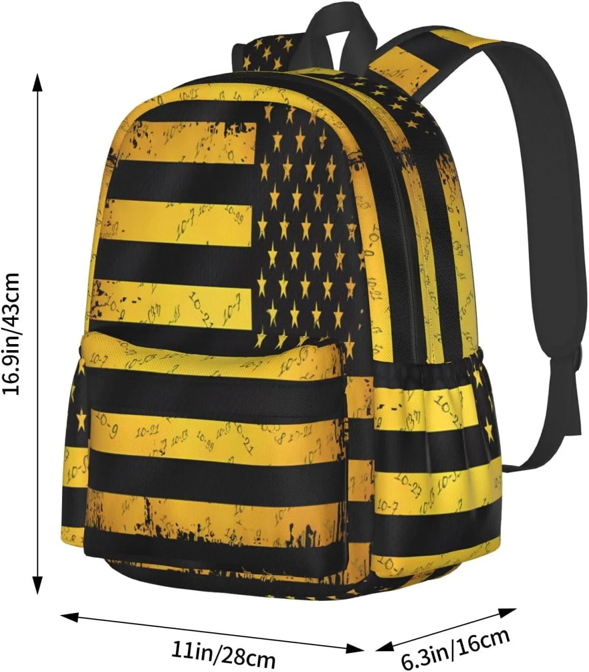 911 Dispatcher American Flag Yellow Casual Backpacks Large Travel Backpack Laptop Rucksack Sports Daypack Adjustable Strap Bag for Camping Hiking