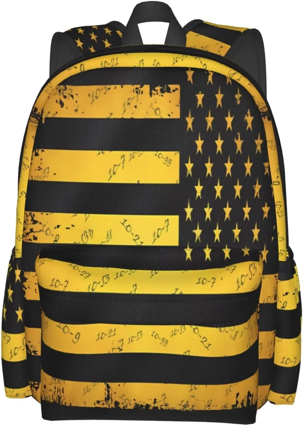 911 Dispatcher American Flag Yellow Casual Backpacks Large Travel Backpack Laptop Rucksack Sports Daypack Adjustable Strap Bag for Camping Hiking