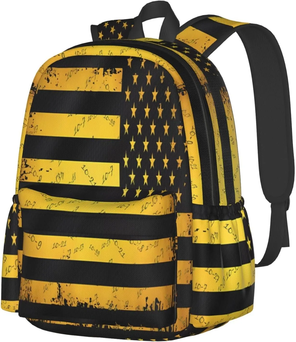 911 Dispatcher American Flag Yellow Casual Backpacks Large Travel Backpack Laptop Rucksack Sports Daypack Adjustable Strap Bag for Camping Hiking
