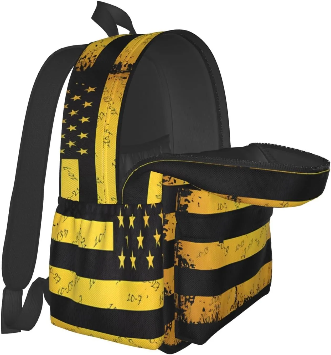 911 Dispatcher American Flag Yellow Casual Backpacks Large Travel Backpack Laptop Rucksack Sports Daypack Adjustable Strap Bag for Camping Hiking