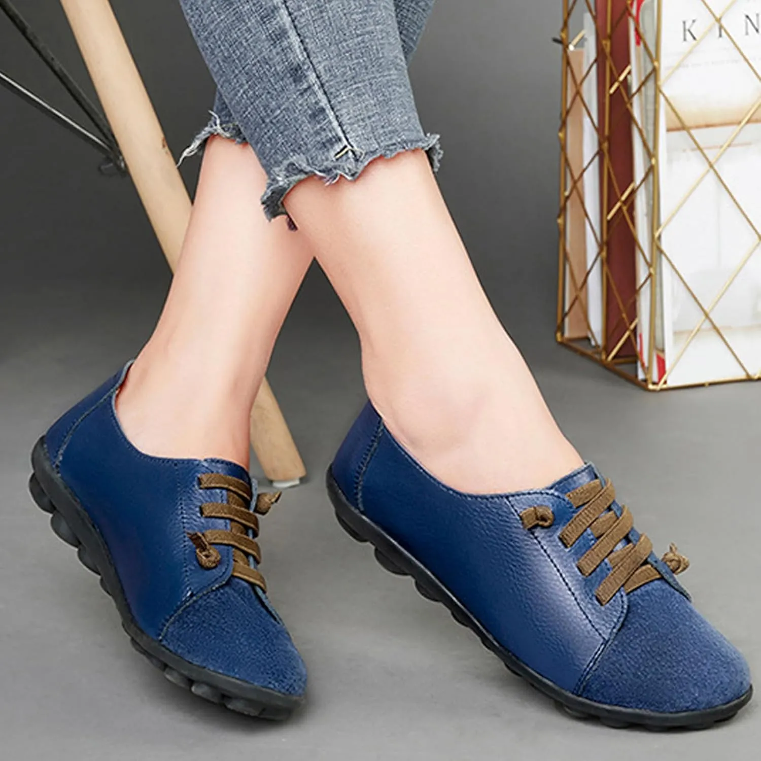 Aceptolcom Women Orthopedic Shoes Women Slip-on Shoes Penny Loafers Leather Loafers Dress Shoes Work Shoes Business Shoes