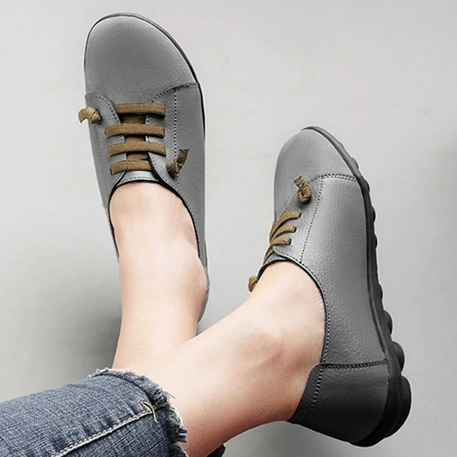 Aceptolcom Women Orthopedic Shoes Women Slip-on Shoes Penny Loafers Leather Loafers Dress Shoes Work Shoes Business Shoes