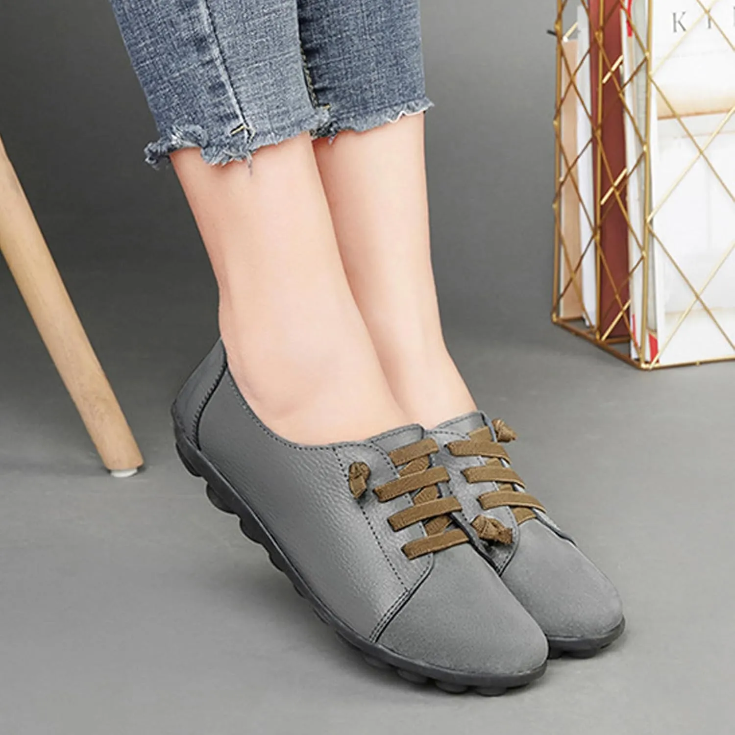 Aceptolcom Women Orthopedic Shoes Women Slip-on Shoes Penny Loafers Leather Loafers Dress Shoes Work Shoes Business Shoes
