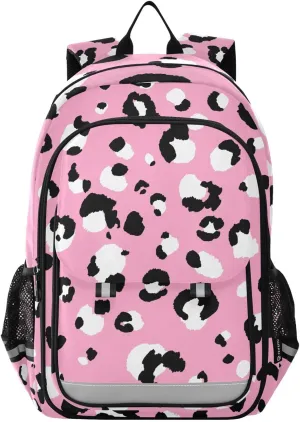 ALAZA Black and White Dots on Pink Laptop Backpack Purse for Women Men School Bag 17 Inch Bookbag Student Boys Girls Travel Casual Daypack