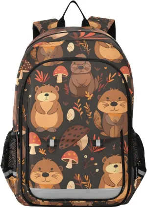 ALAZA Cute Beaver Forest Pattern Laptop Backpack Purse for Women Men School Bag 17 Inch Bookbag Student Boys Girls Travel Casual Daypack