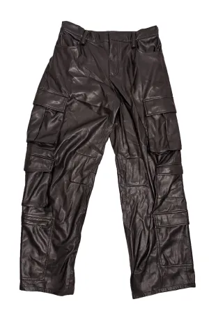 Alice & Olivia - Black Vegan Leather Cargo Pants Sz 6