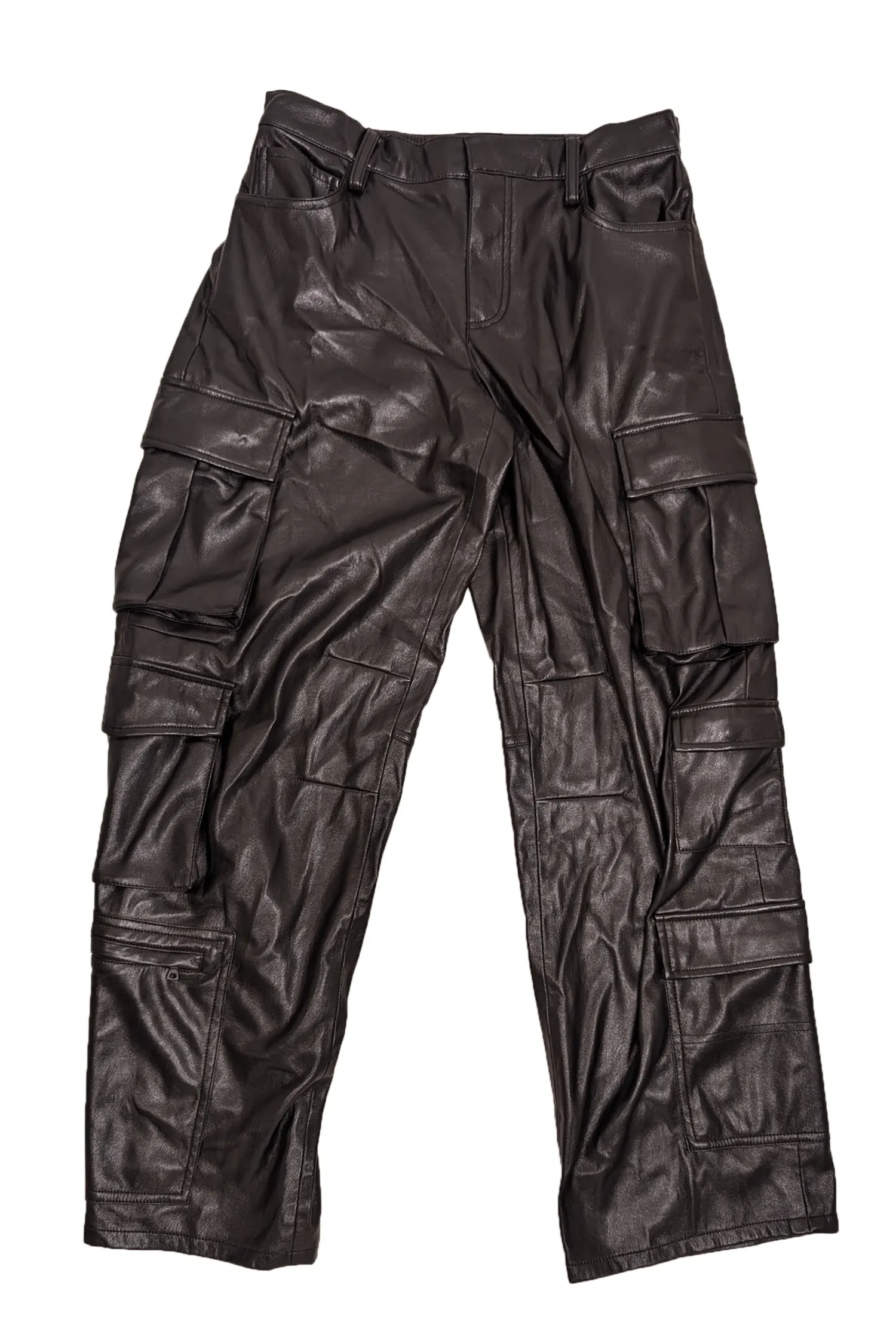 Alice & Olivia - Black Vegan Leather Cargo Pants Sz 6