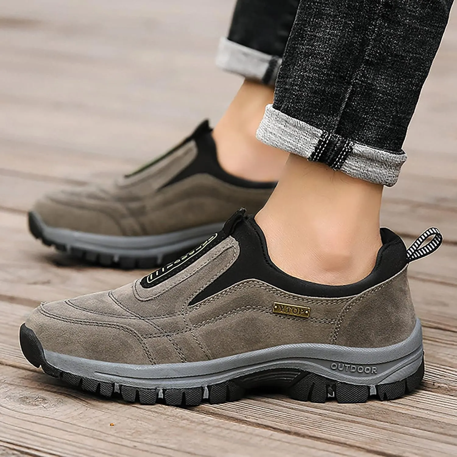 Athletic Fashion Sneakers for Men Outdoor Athletic Slip-On Hiking Shoe Comfortable & Light-Weight Stretch Shoes
