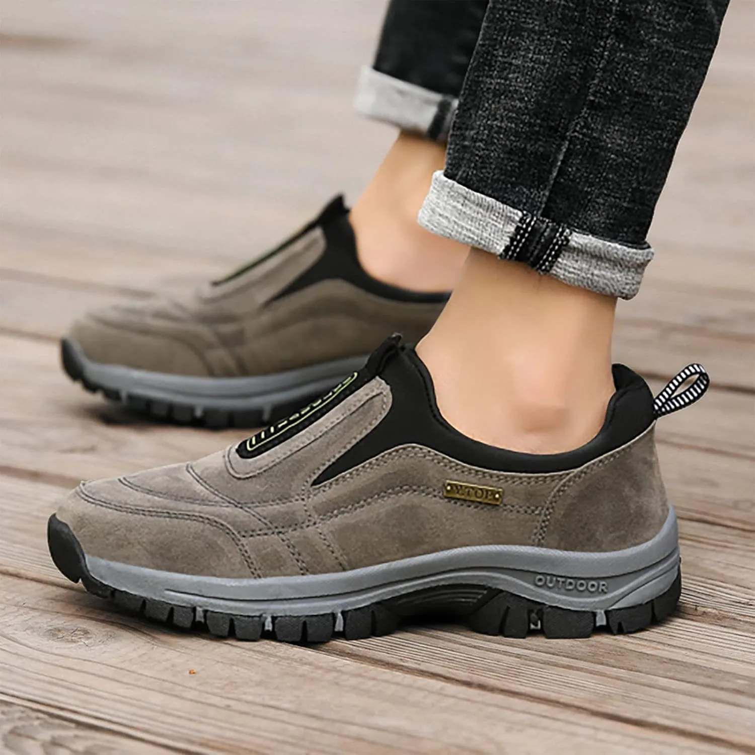 Athletic Fashion Sneakers for Men Outdoor Athletic Slip-On Hiking Shoe Comfortable & Light-Weight Stretch Shoes