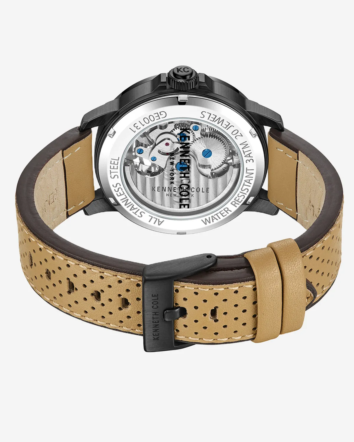 Automatic Perforated Leather Strap Watch