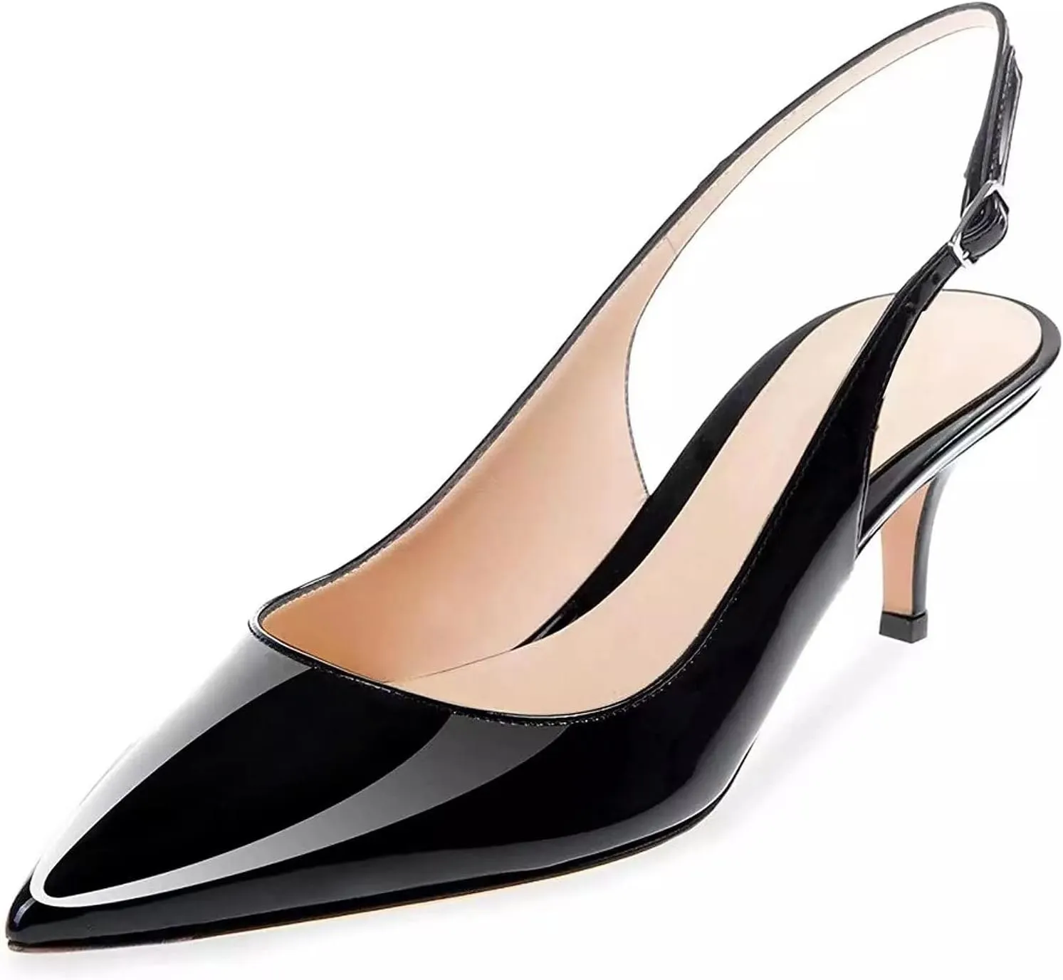Axellion Women's Slingback Kitten Heels Closed Toe Wedding Pumps, Pointed Toe Low Heel Dress Shoes for Party & Prom