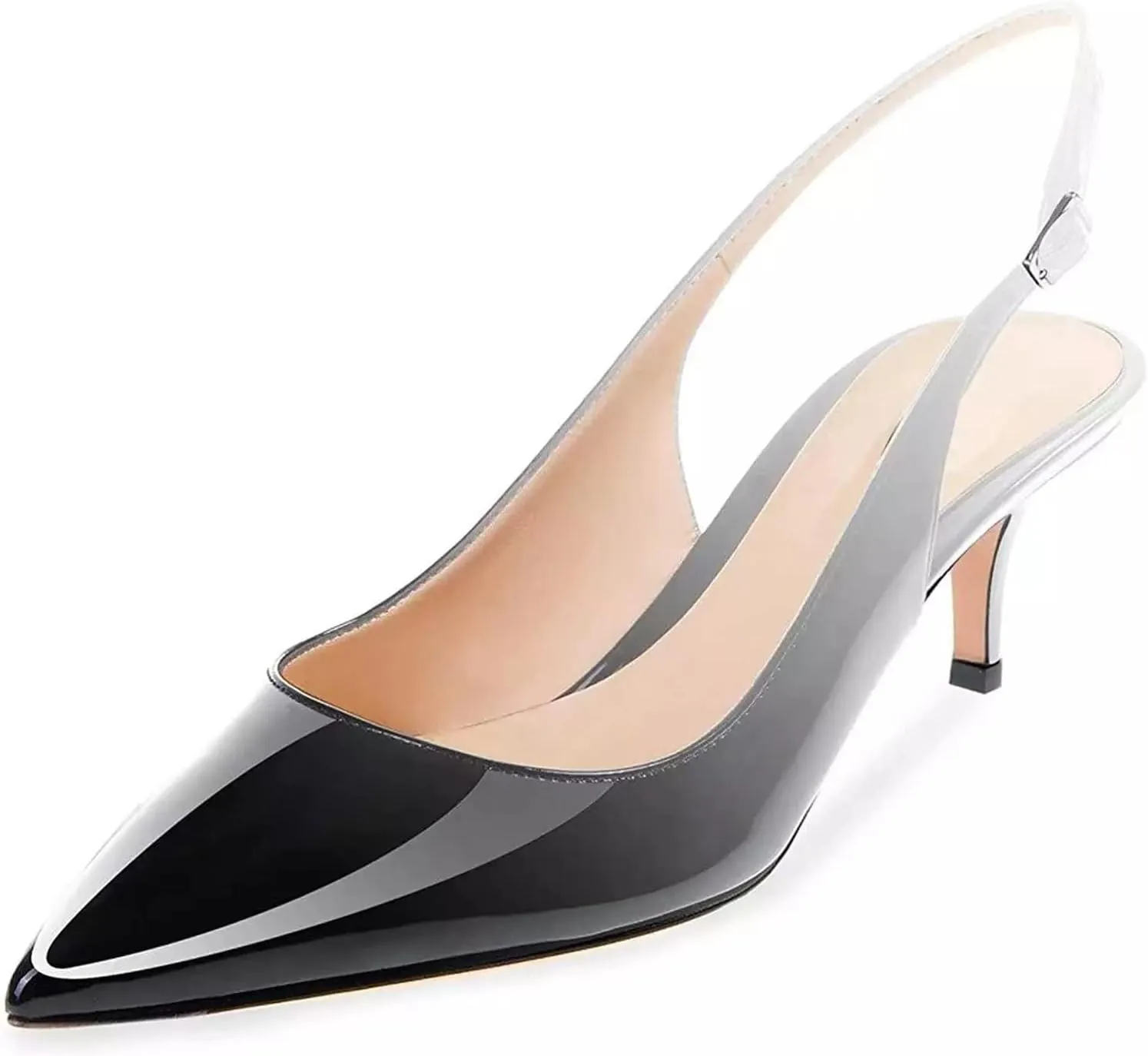 Axellion Women's Slingback Kitten Heels Closed Toe Wedding Pumps, Pointed Toe Low Heel Dress Shoes for Party & Prom