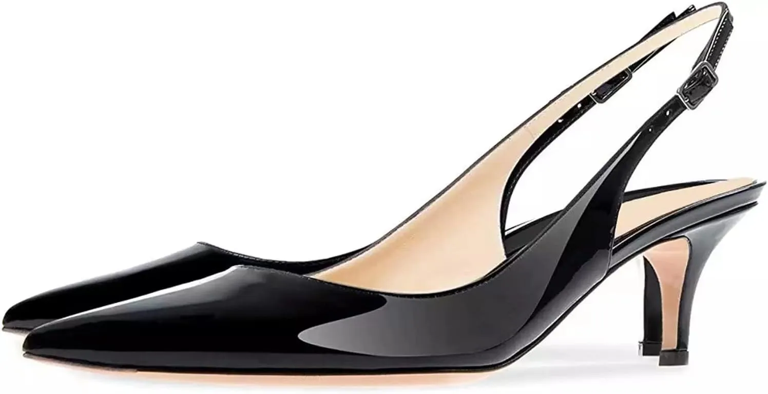 Axellion Women's Slingback Kitten Heels Closed Toe Wedding Pumps, Pointed Toe Low Heel Dress Shoes for Party & Prom