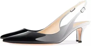 Axellion Women's Slingback Kitten Heels Closed Toe Wedding Pumps, Pointed Toe Low Heel Dress Shoes for Party & Prom