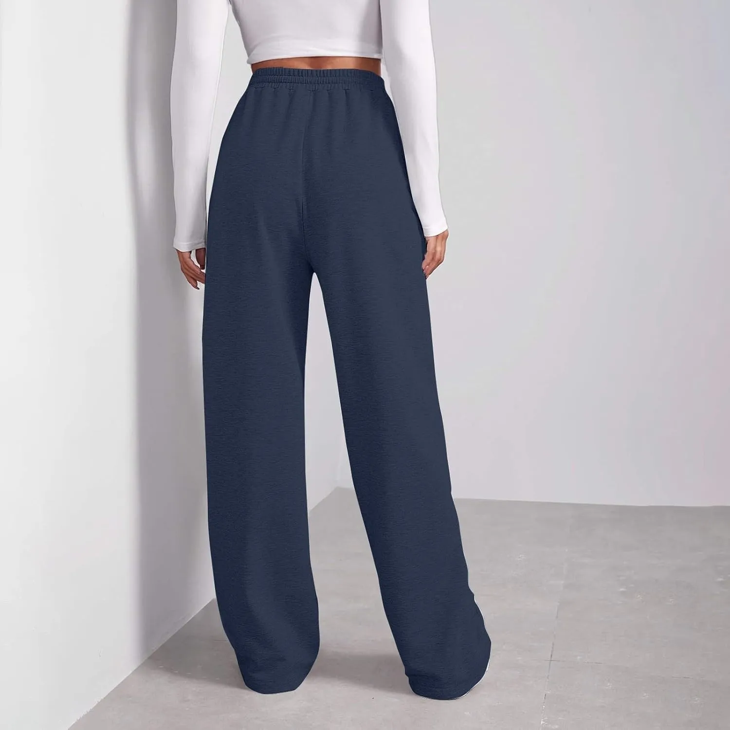 Baggy Wide Leg Sweatpants for Women Fleece High Waist Joggers with Pockets Lightweight Comfy Drawstring Sweat Pants