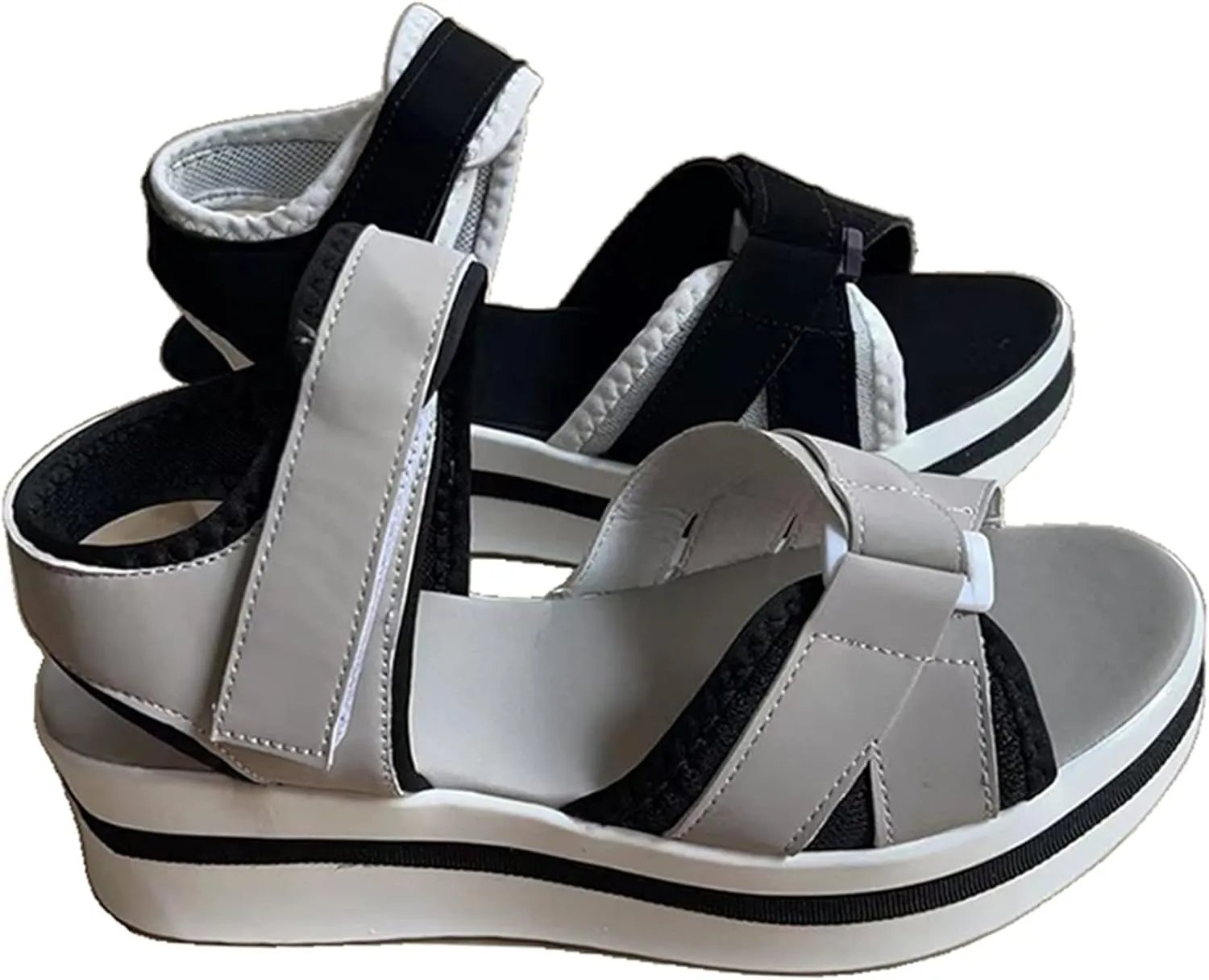 BBPM Orthopedic Wedge Open Toe Ankle Strap Platform Sandals Women Fashion Sandals Beach Sandals Dress Shoes Comfortable Outdoor Shoes,Black,EU37/US6
