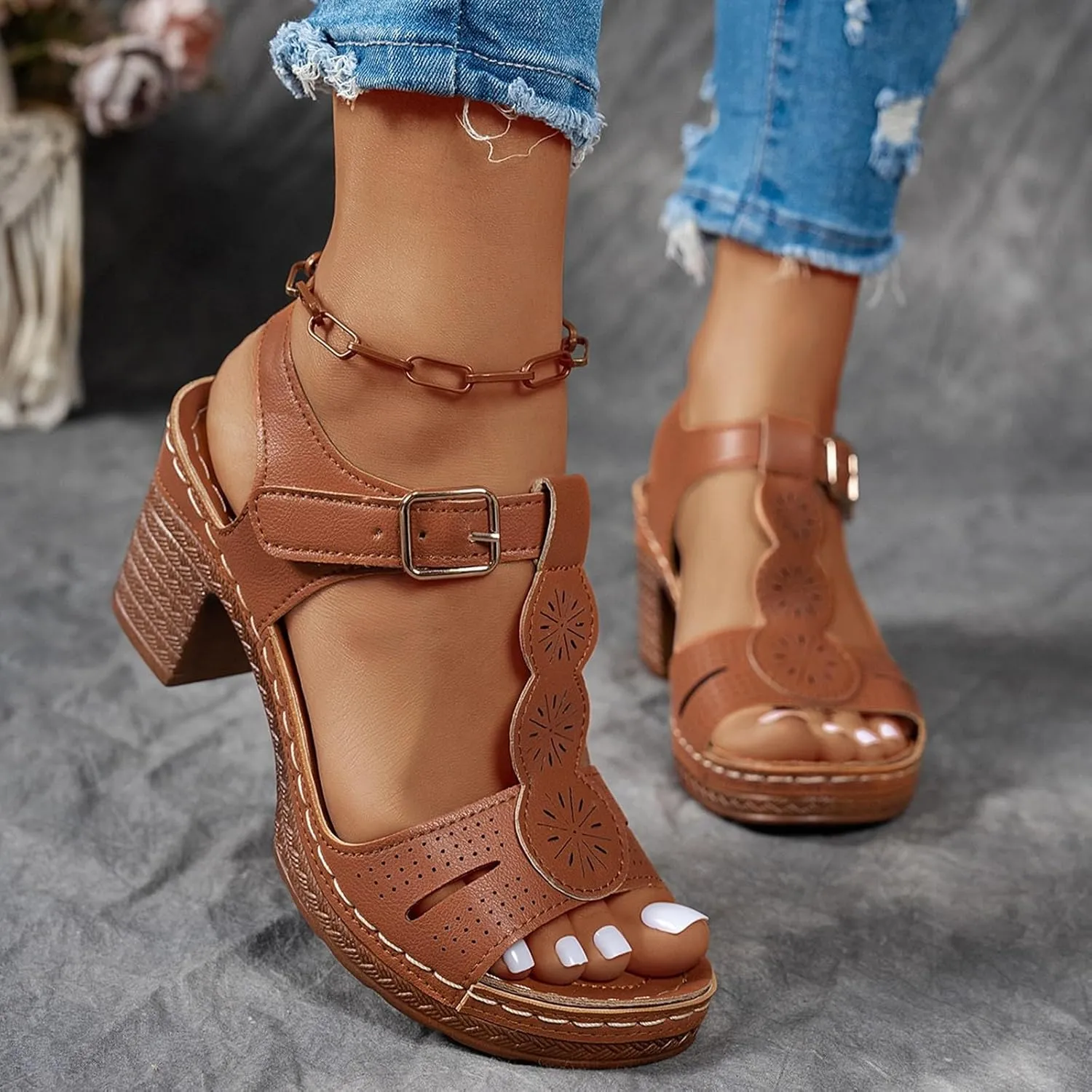 Beach Sandals Women Comfortable Dressy Arch Support Ankle Strap Wedge Sandals Platform Summer Casual Slides Women