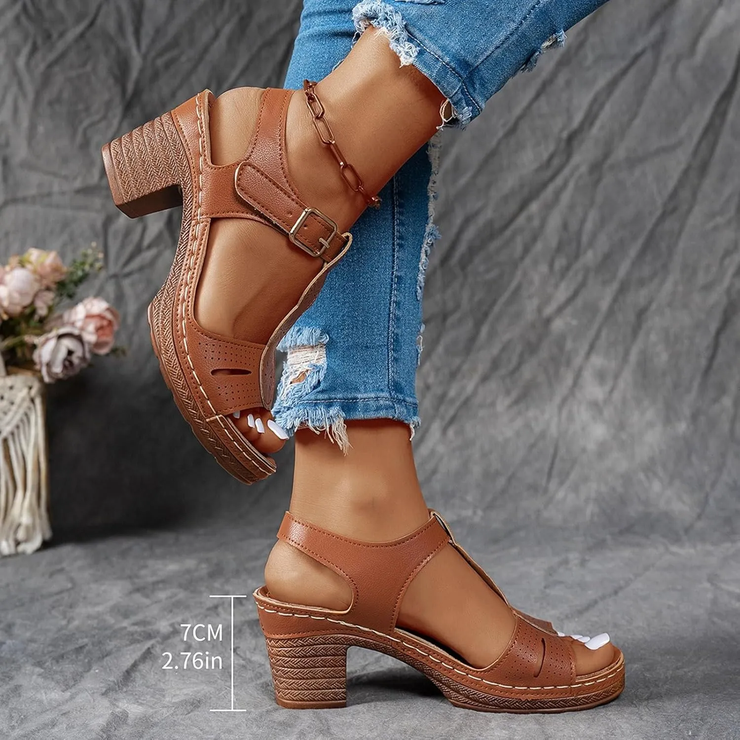 Beach Sandals Women Comfortable Dressy Arch Support Ankle Strap Wedge Sandals Platform Summer Casual Slides Women