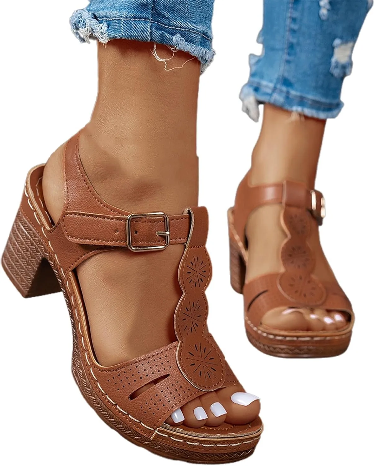 Beach Sandals Women Comfortable Dressy Arch Support Ankle Strap Wedge Sandals Platform Summer Casual Slides Women