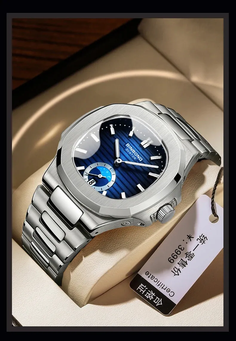 BINBONG Men's Luxury Quartz Watch - Stainless Steel, Waterproof, Luminous, Business Style (B1786)