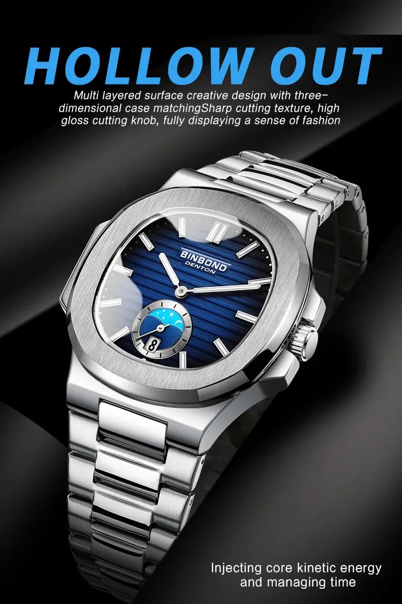 BINBONG Men's Luxury Quartz Watch - Stainless Steel, Waterproof, Luminous, Business Style (B1786)