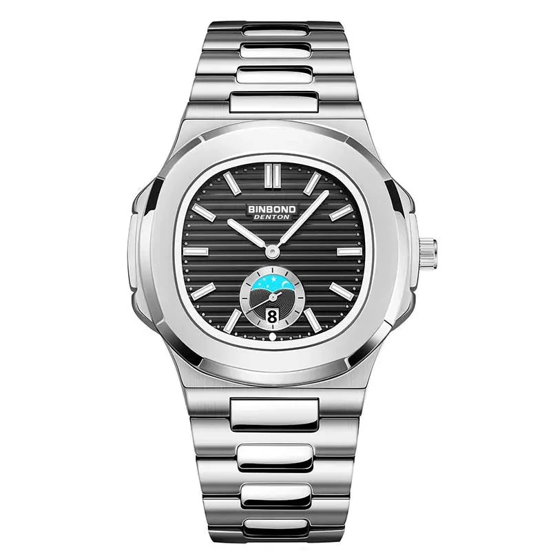 BINBONG Men's Luxury Quartz Watch - Stainless Steel, Waterproof, Luminous, Business Style (B1786)