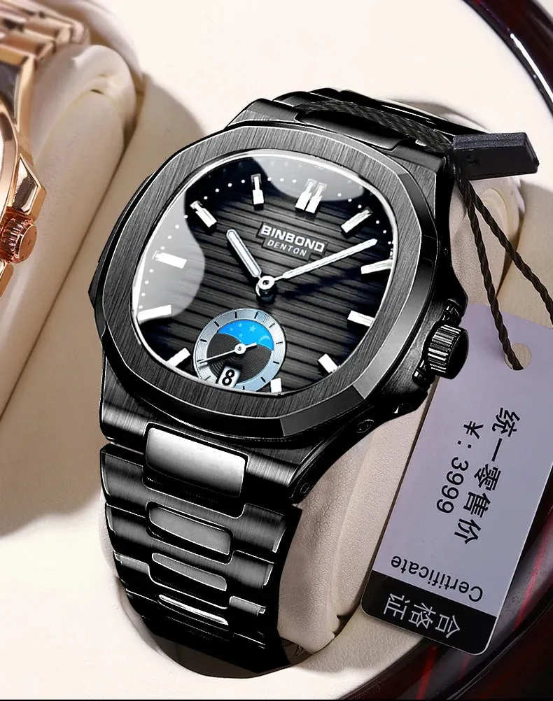 BINBONG Men's Luxury Quartz Watch - Stainless Steel, Waterproof, Luminous, Business Style (B1786)