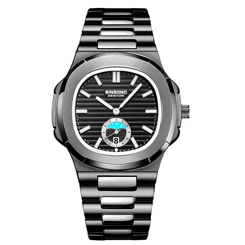 BINBONG Men's Luxury Quartz Watch - Stainless Steel, Waterproof, Luminous, Business Style (B1786)