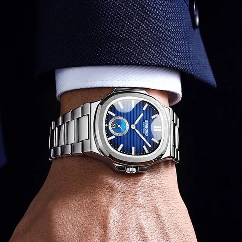 BINBONG Men's Luxury Quartz Watch - Stainless Steel, Waterproof, Luminous, Business Style (B1786)