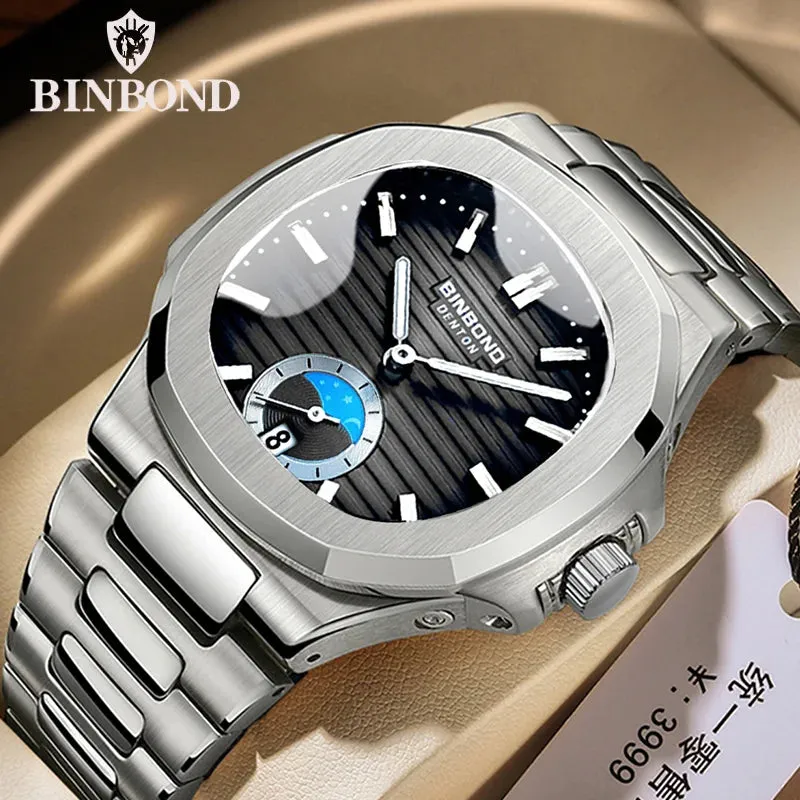 BINBONG Men's Luxury Quartz Watch - Stainless Steel, Waterproof, Luminous, Business Style (B1786)