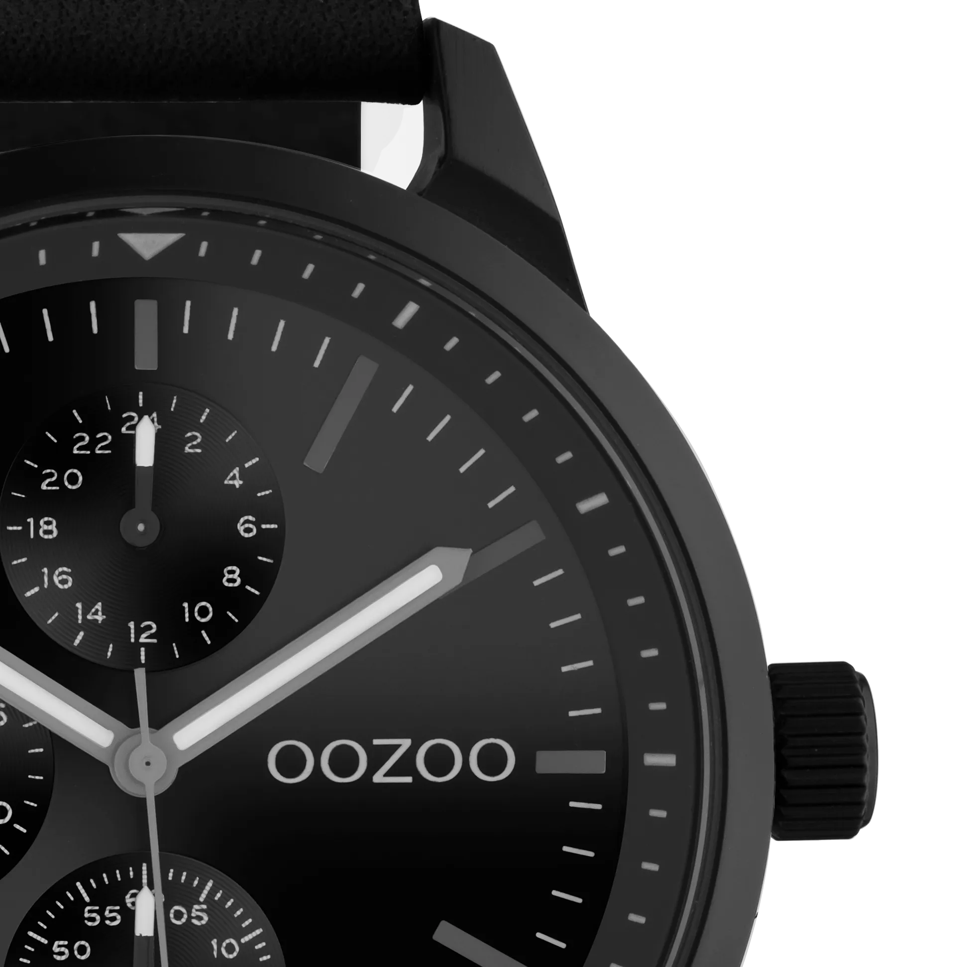 Black OOZOO watch with black leather strap - C10909