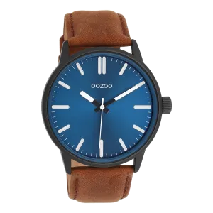 Black OOZOO watch with brown  leather strap - C11401