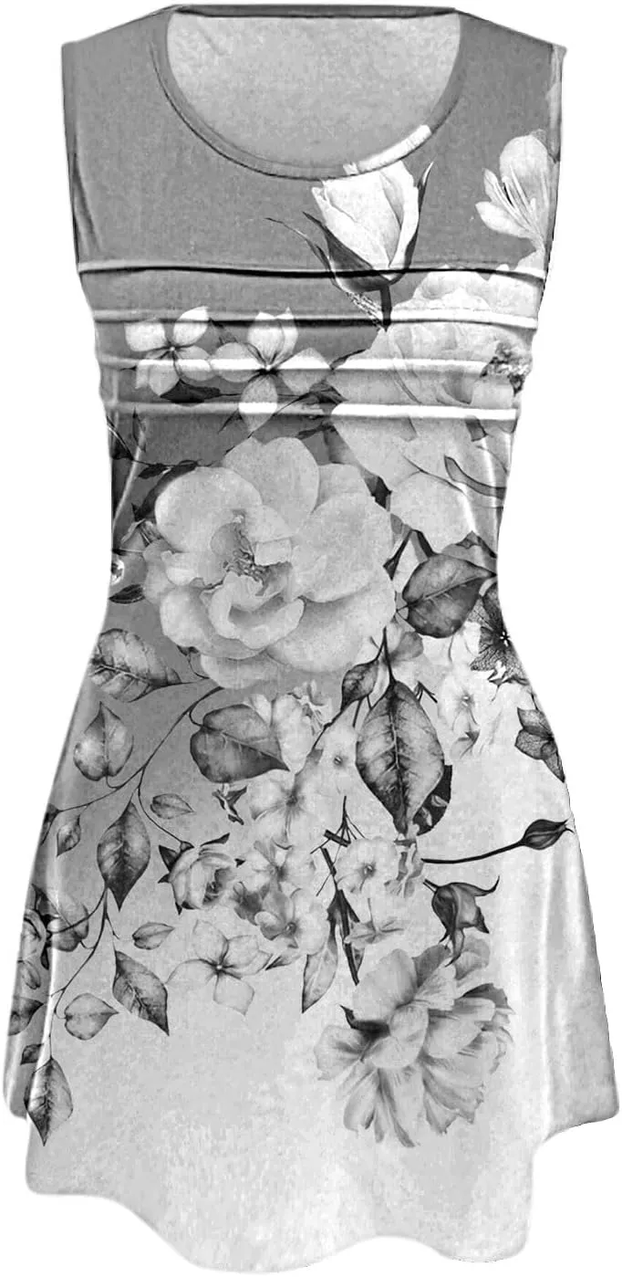 Boho Summer Dresses for Women Womens with Pockets Summer Casual Tank Dress Sleeveless Midi Beach Dress Linen Dress