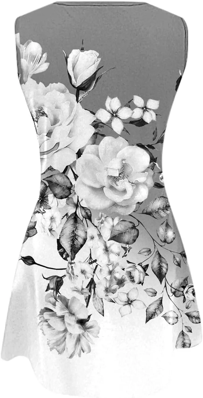 Boho Summer Dresses for Women Womens with Pockets Summer Casual Tank Dress Sleeveless Midi Beach Dress Linen Dress