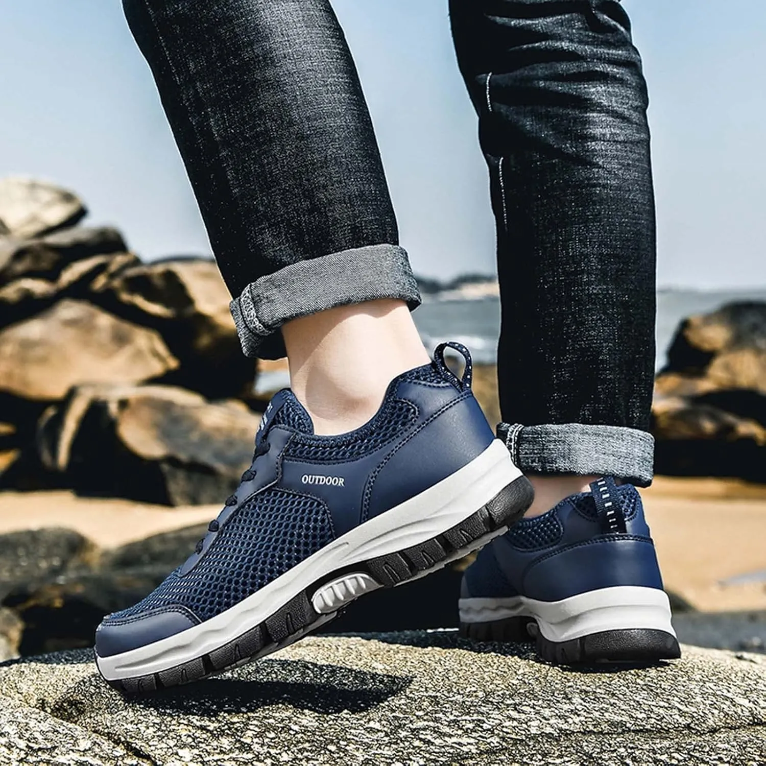 BORAMAX Black Sneakers Running Shoes for Men Shoes Shoes Casual Men's Hiking Shoes Trend Men's Lightweight Walking Shoes