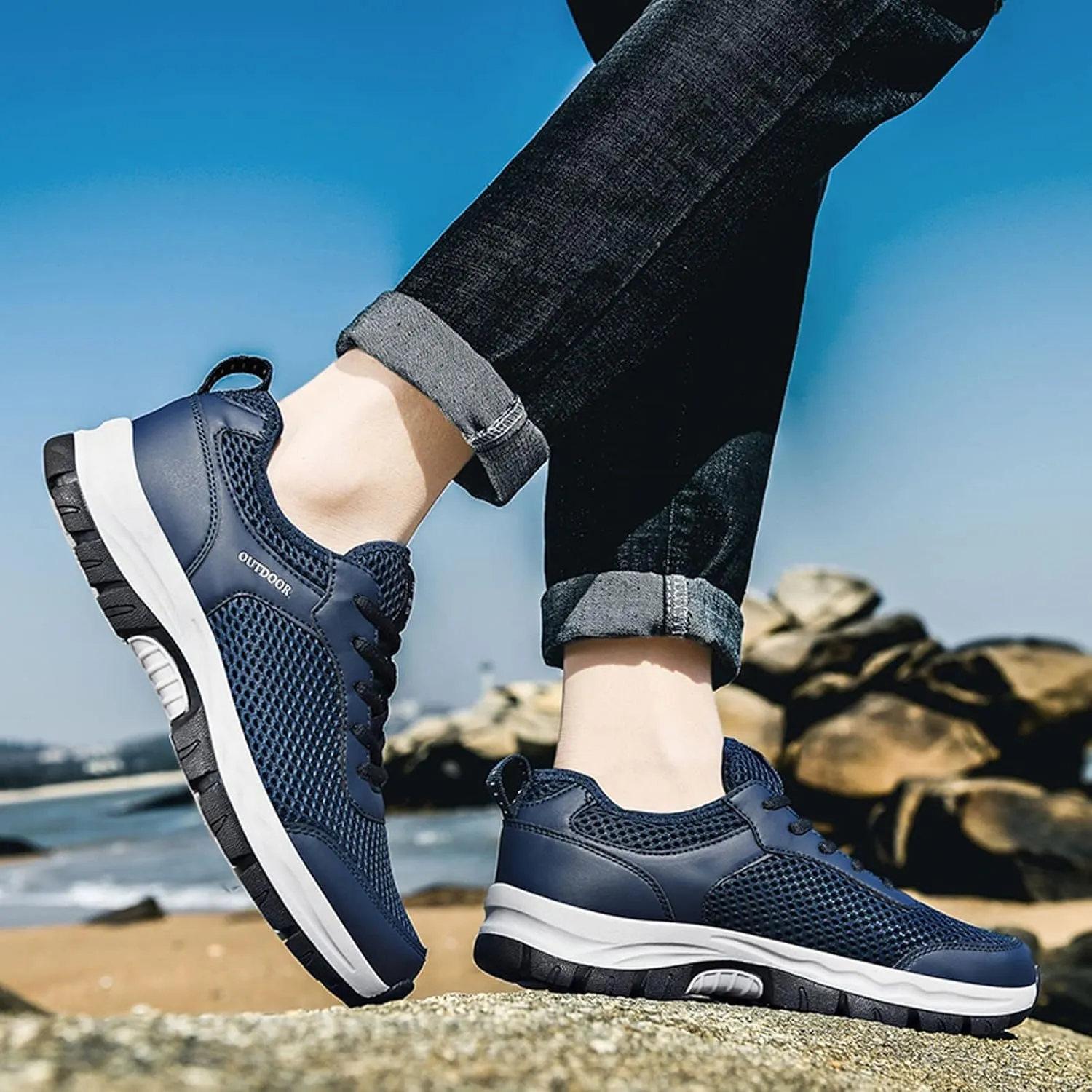 BORAMAX Black Sneakers Running Shoes for Men Shoes Shoes Casual Men's Hiking Shoes Trend Men's Lightweight Walking Shoes