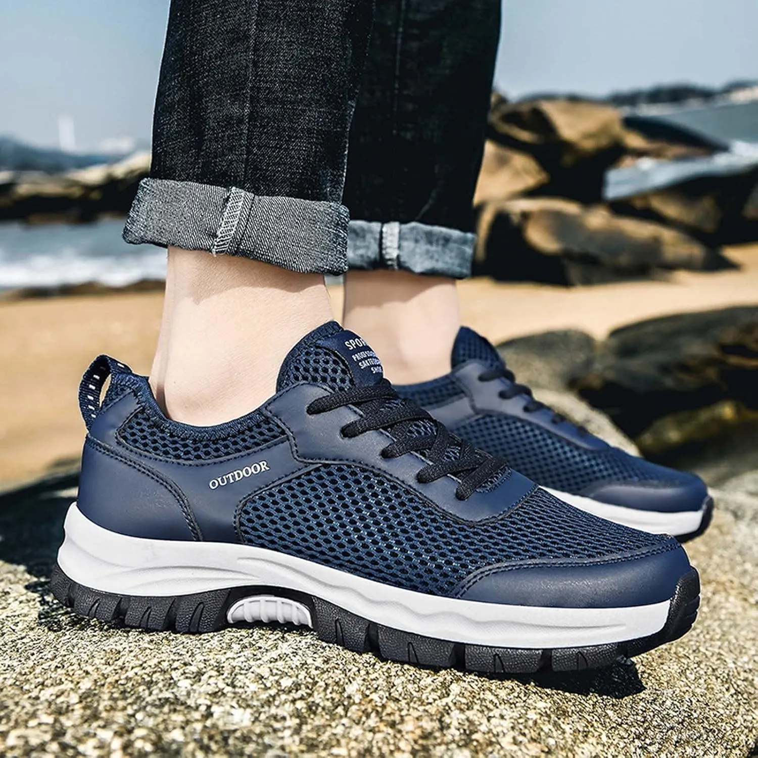 BORAMAX Black Sneakers Running Shoes for Men Shoes Shoes Casual Men's Hiking Shoes Trend Men's Lightweight Walking Shoes