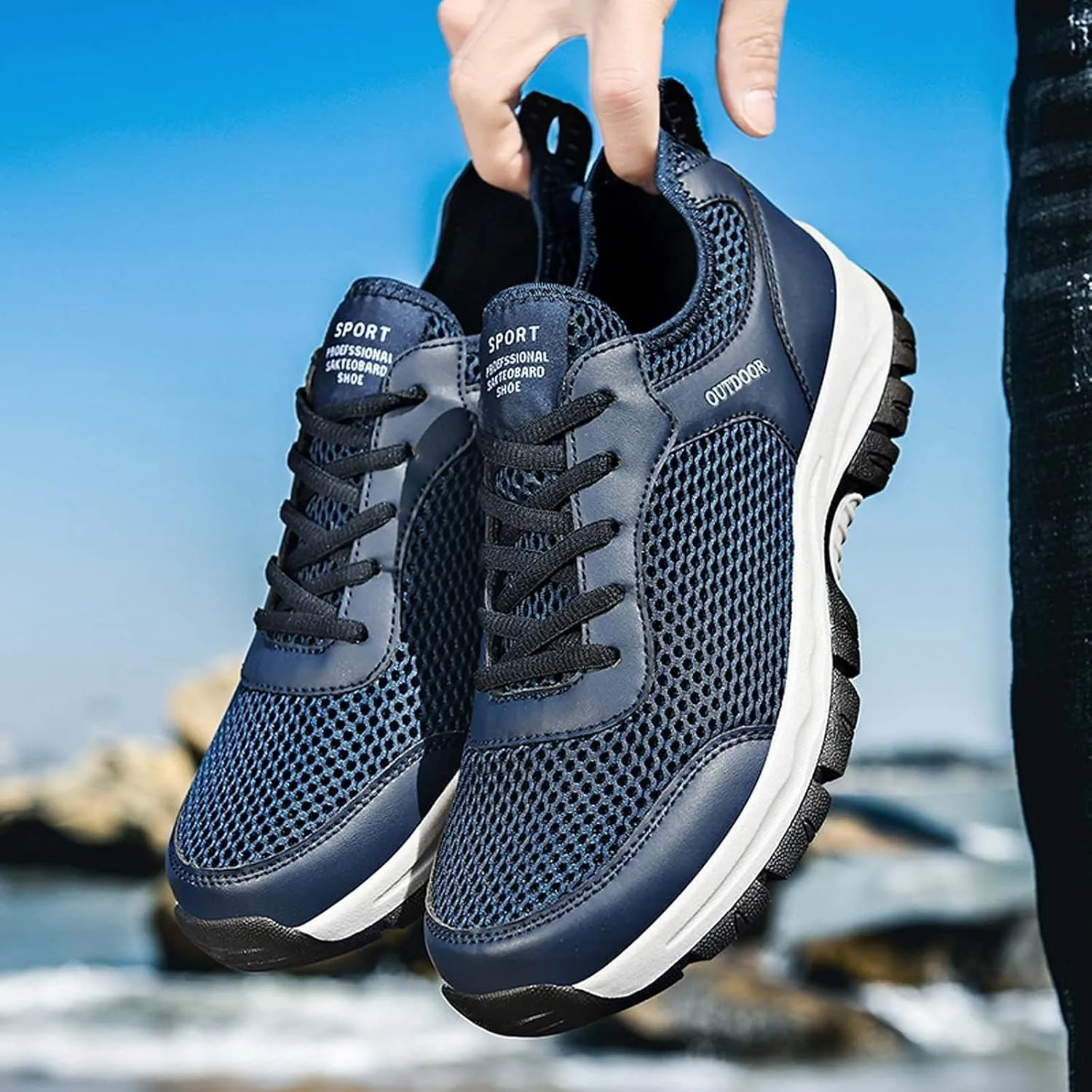BORAMAX Black Sneakers Running Shoes for Men Shoes Shoes Casual Men's Hiking Shoes Trend Men's Lightweight Walking Shoes